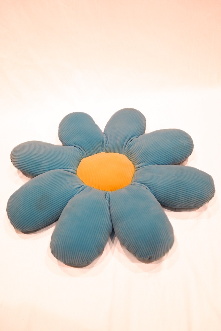 Square Floral Pillow with Insert // Blue and Yellow