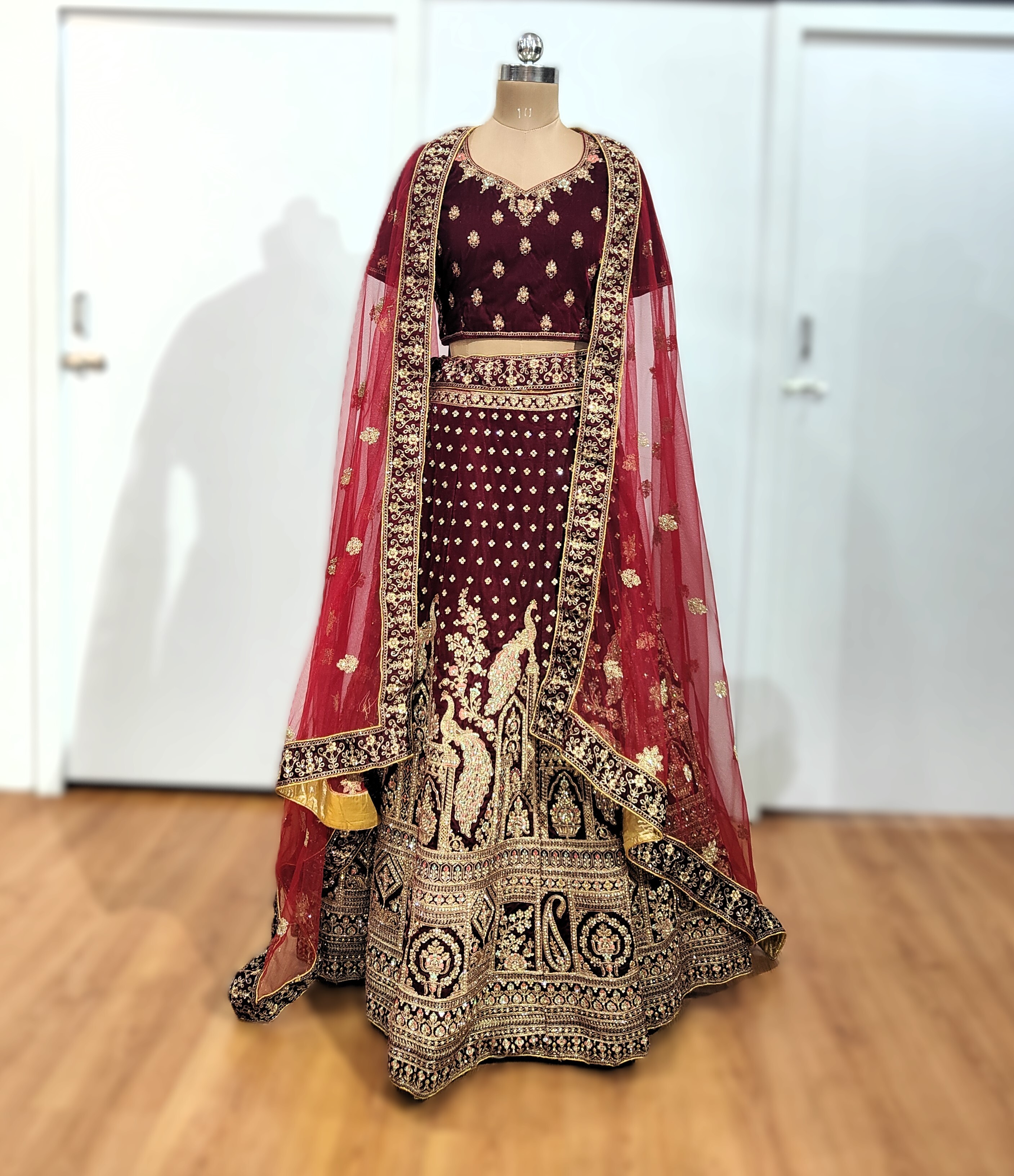 Maroon Bella Bridal Lehenga - Rental Lehenga - Best Lehenga | Rent To ...