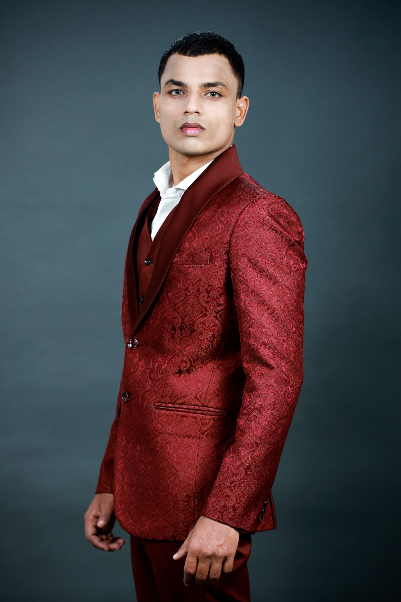 Maroon Ethnic 3 Piece Tuxedo - WES | Rent To Ramp (ADDEEK FASHIONS PVT LTD)