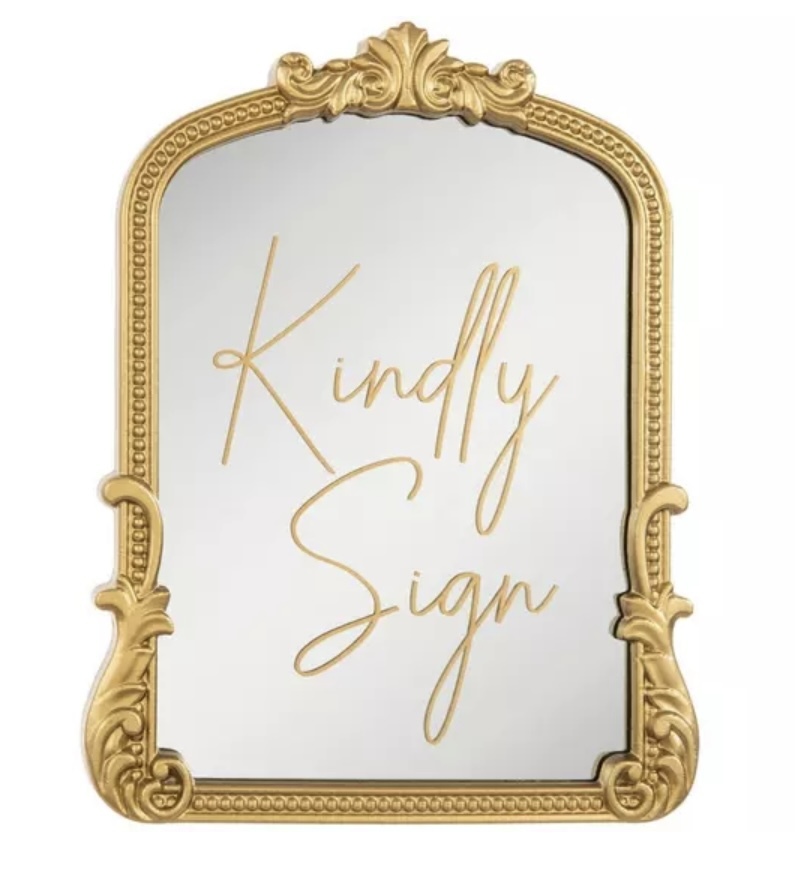 Kindly Sign First Key Control Sign-gold framed- “kindly sign” | Something Borrowed Wedding and Event ...