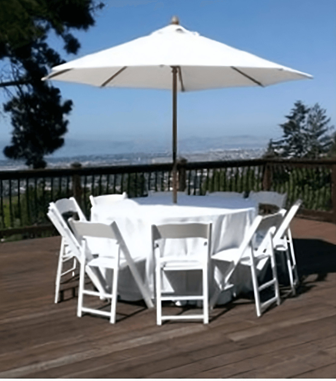 60-Inch Round Table with Umbrella & Tablecloth Rental | Outdoor Event ...